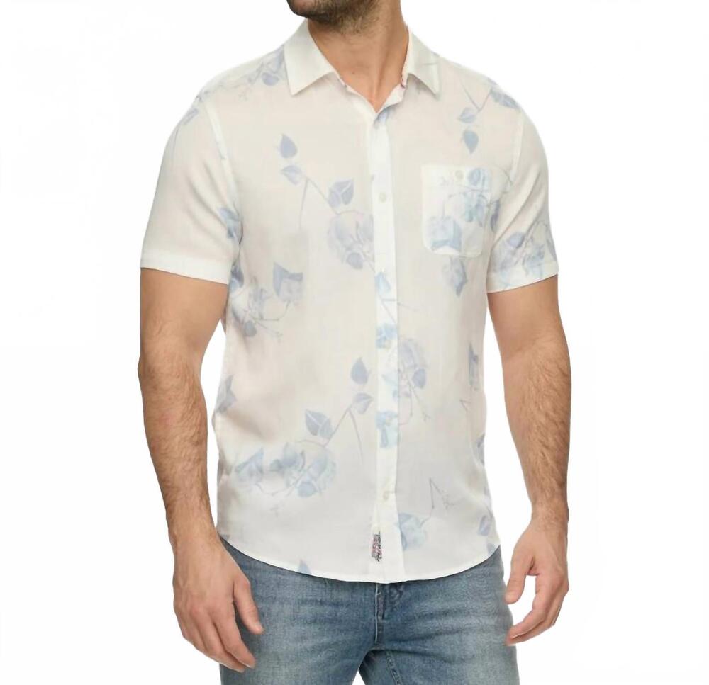 NEW FLAGS & ANTHEM chadron short sleeves floral shirt in white/blue